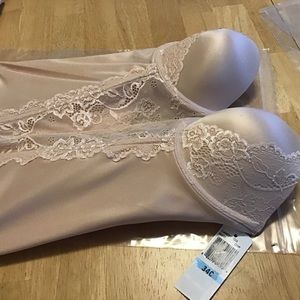 Bra Longline Strapless 34C Nude Lace NWT